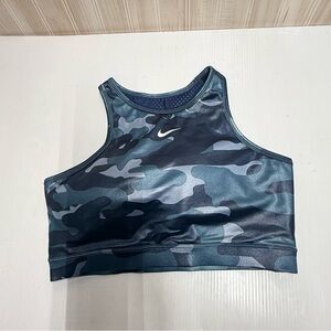 Nike Camo High-Neck Sports Bra — Navy/Charcoal